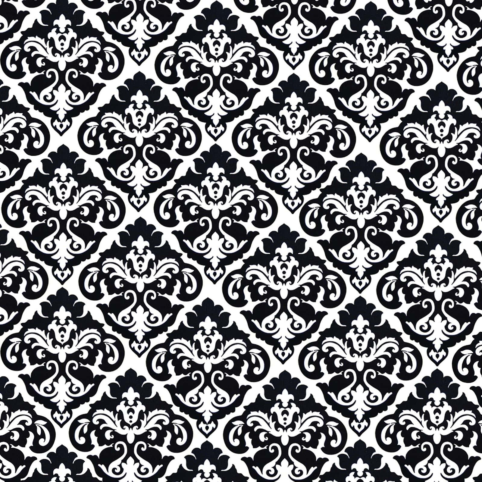 Black And White Pattern 桌布 壁紙 — 優雅的黑白錦緞圖案，帶有精緻的漩渦花卉圖案，無縫重複。
