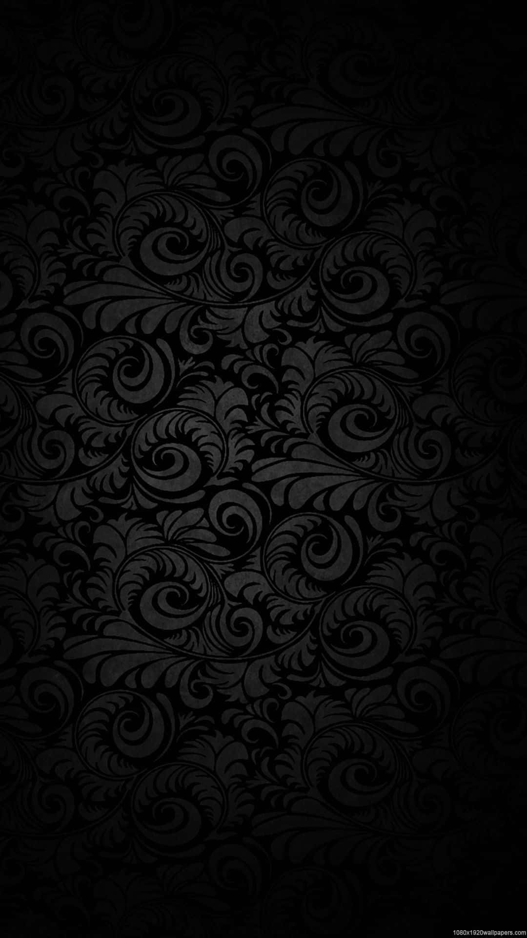 Dark Textured 桌布 壁紙 — 優雅的黑色壁紙，帶有深灰色深淺不一的複雜漩渦花卉圖案。