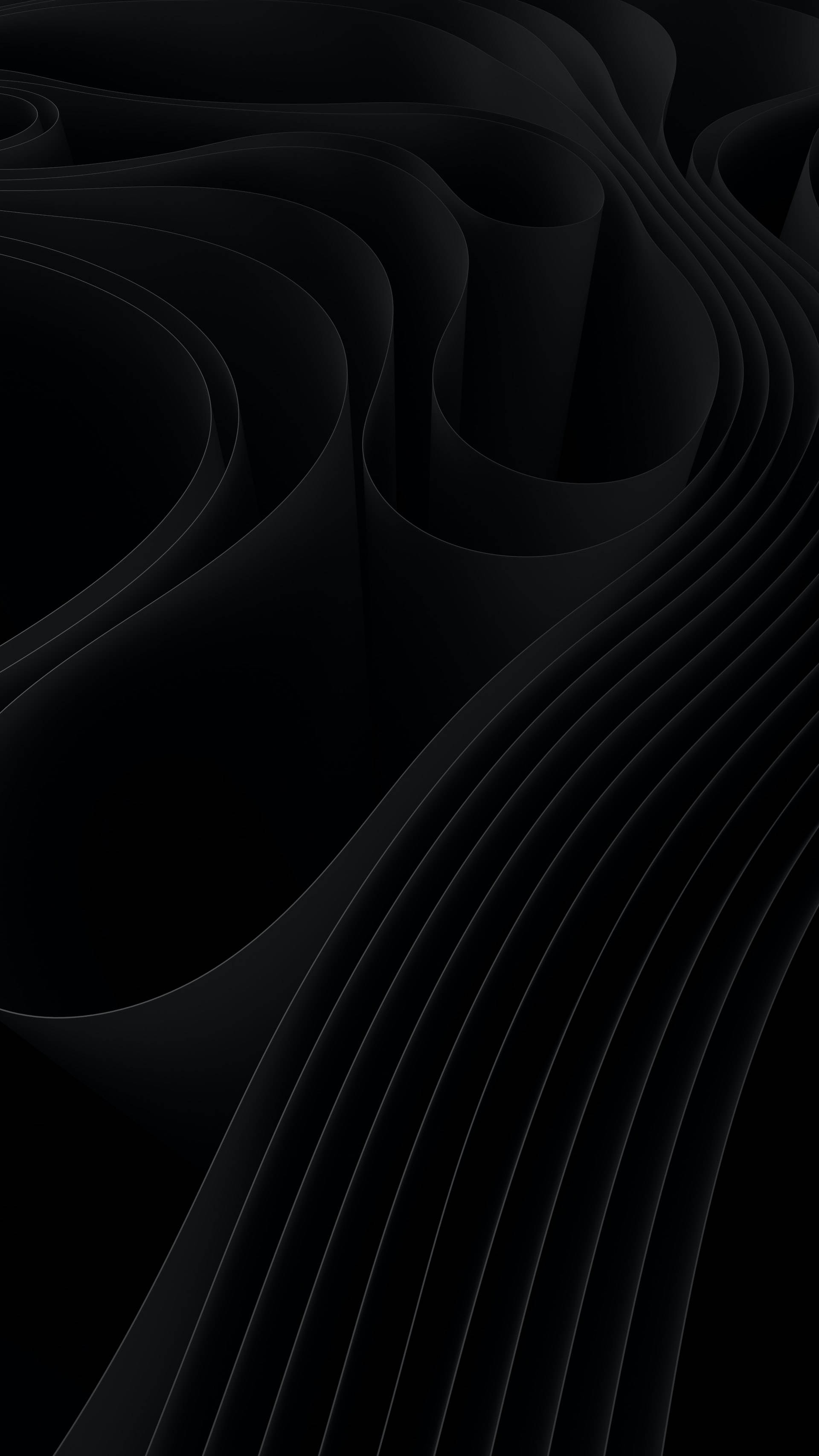 black aesthetic tumblr iPhone 桌布 壁紙 — 優雅的黑色抽象波浪，帶有細微高光，營造出極簡流動質感。