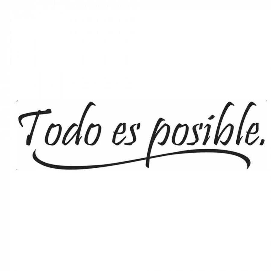 桌布 壁紙 — 優雅的黑色草書文字在純白背景上寫著「Todo es posible」。