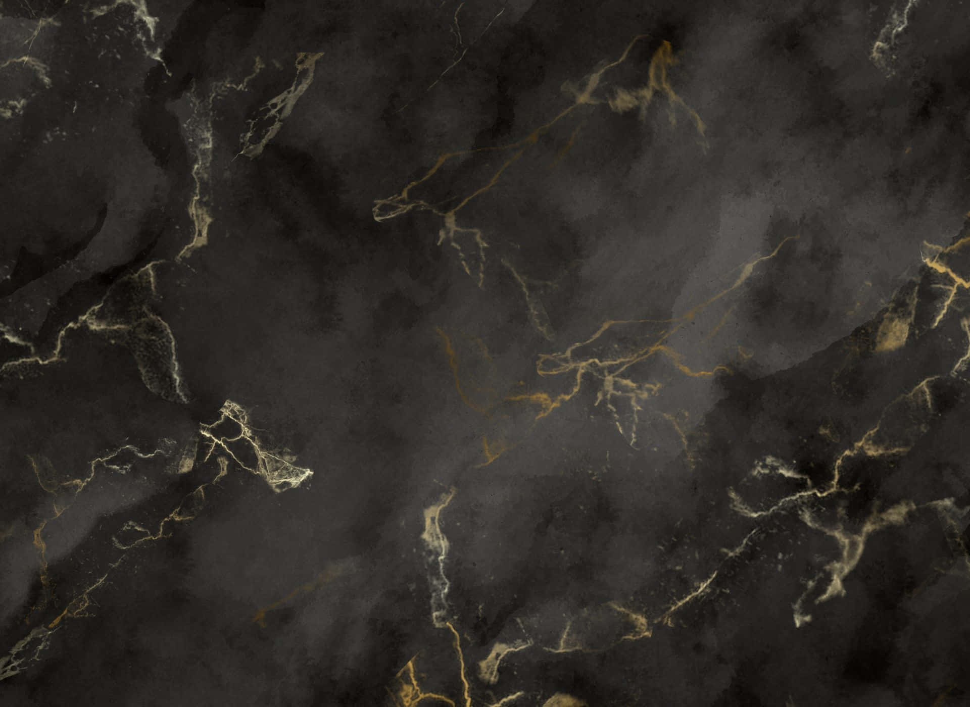 HD Marble 桌布 壁紙 — 優雅黑色大理石表面，帶有複雜的金色紋理，流動於奢華質感之上。