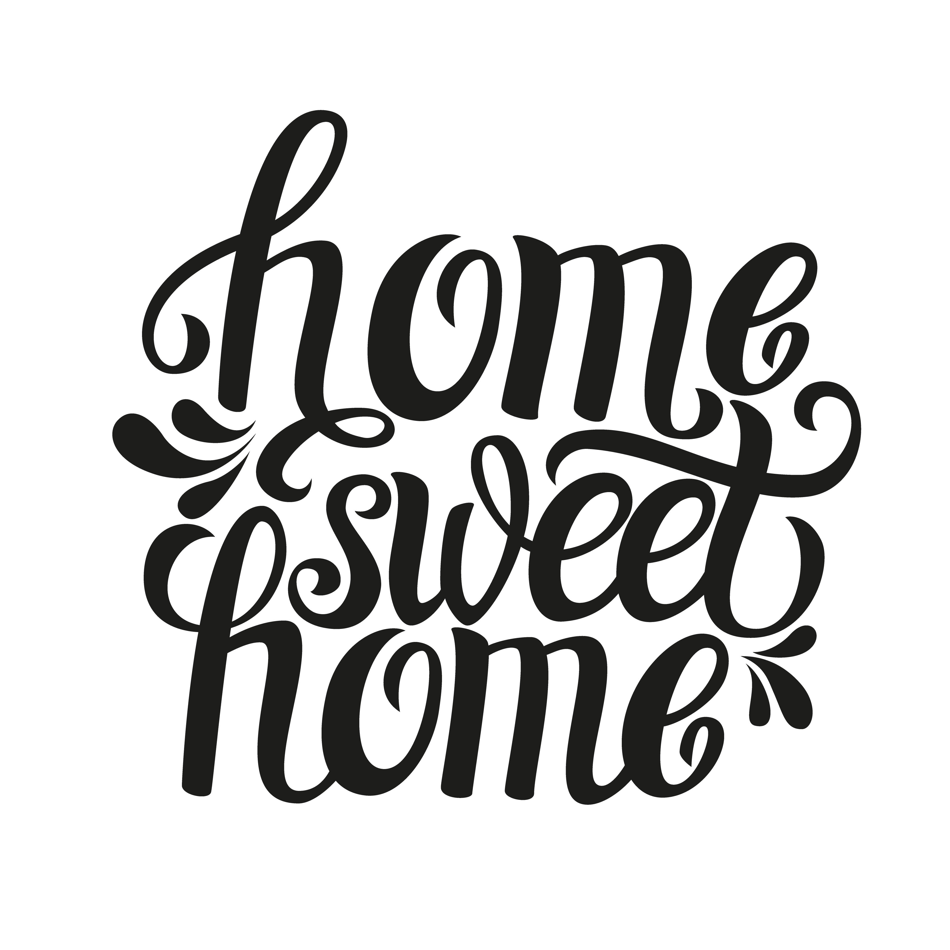 Home Sweet Home 桌布 壁紙 — 優雅黑色書法文字在潔白背景上寫著home sweet home。