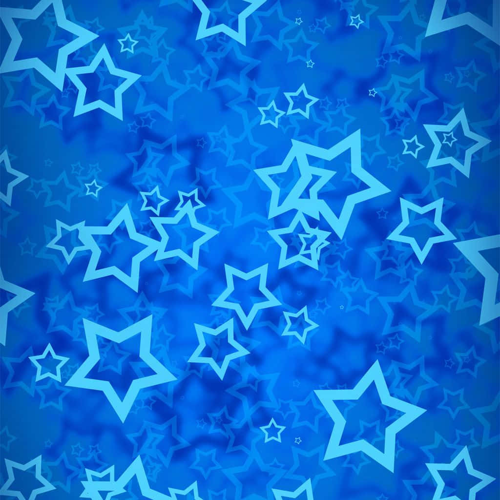 Stars 桌布 壁紙 — 充滿不同大小發光星星輪廓的鮮豔藍色背景，營造出節慶的宇宙圖案。