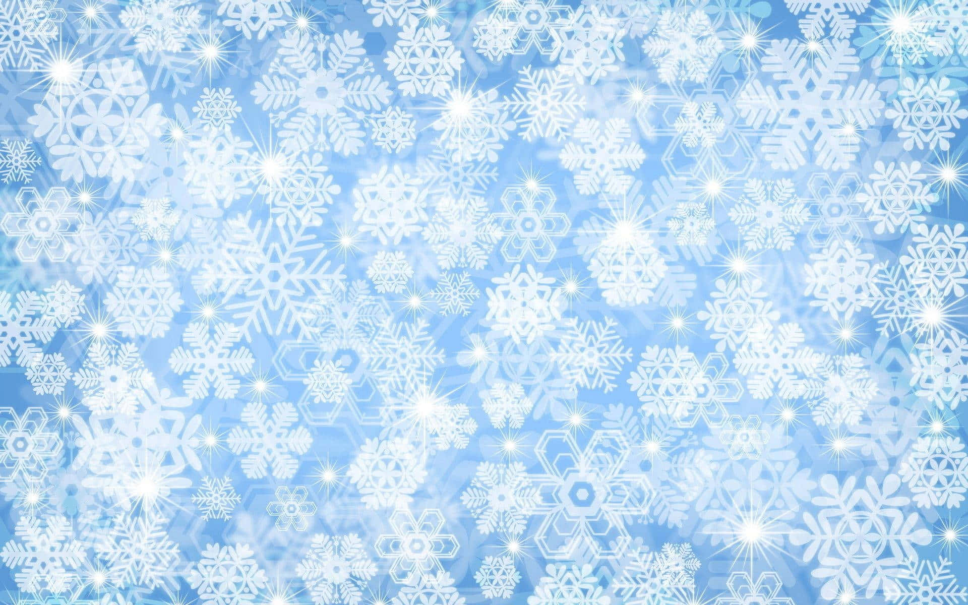 圖案 桌布 壁紙 — 充滿各種複雜設計和尺寸的發光白色雪花的鮮豔藍色背景。