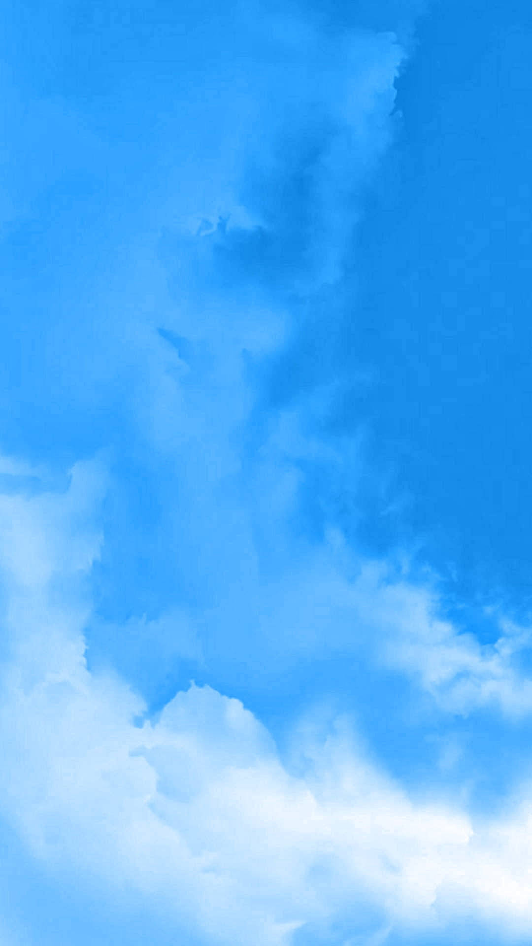 iPhone 桌布 壁紙 — 充滿柔和白色雲朵的鮮豔藍天，在晴朗的白天大氣中飄移。