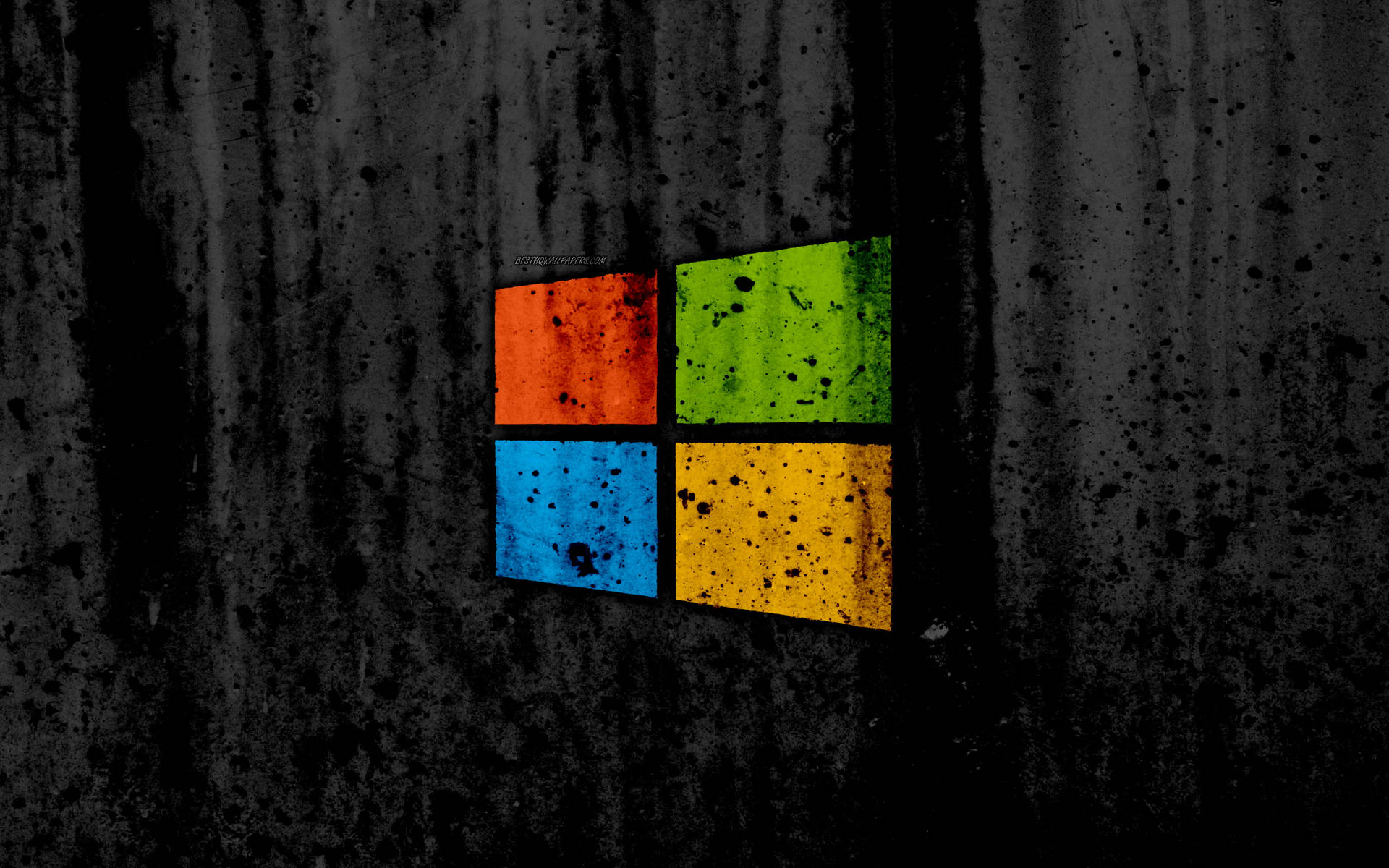 在深色紋理牆上的彩色方塊Microsoft標誌。 — 彩色動圖 壁紙