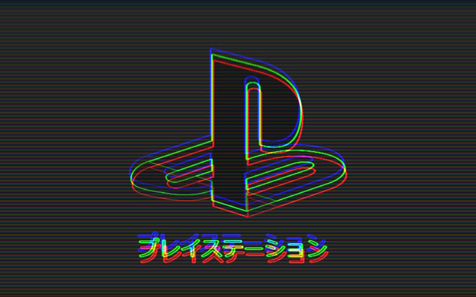 深色背景上帶有彩色故障效果的PlayStation標誌。 — Ps4 壁紙
