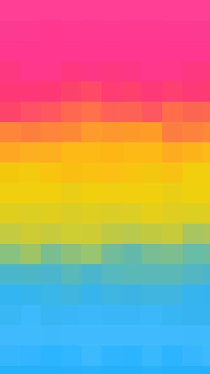 Pansexual 桌布 壁紙 — 充滿活力的像素化彩虹漸變，從粉紅色平滑過渡到藍色，橫跨整個螢幕。