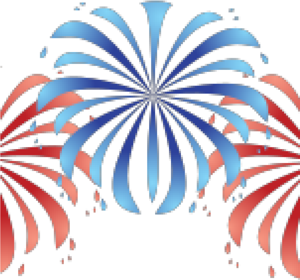 4th Of July 桌布 壁紙 — 充滿活力的像素化煙火在黑色背景上以藍色和紅色爆炸，帶有尾隨的火花。
