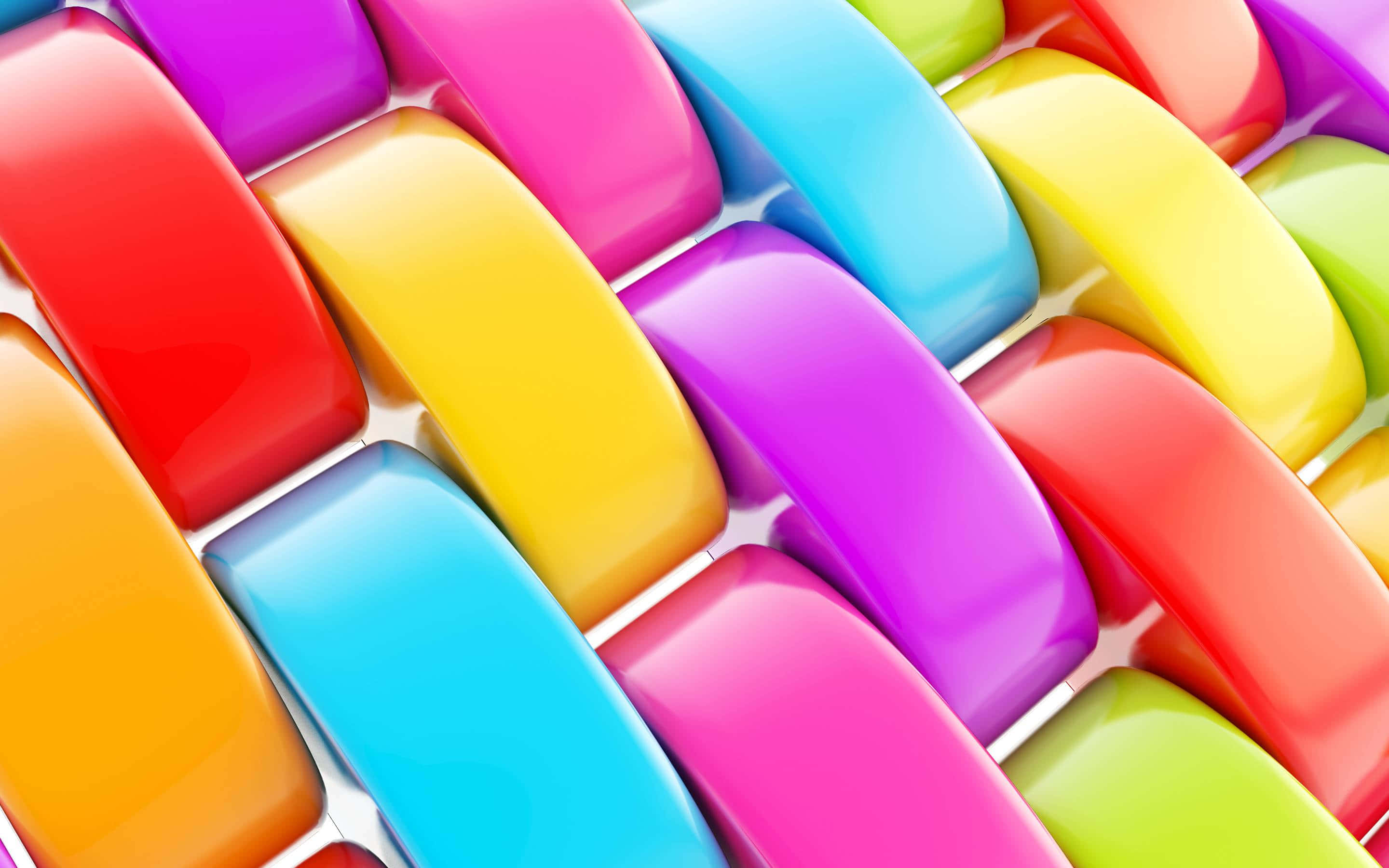 Colourful 桌布 壁紙 — 充滿活力的光澤彩虹色彎曲帶以重複編織圖案交織在一起。