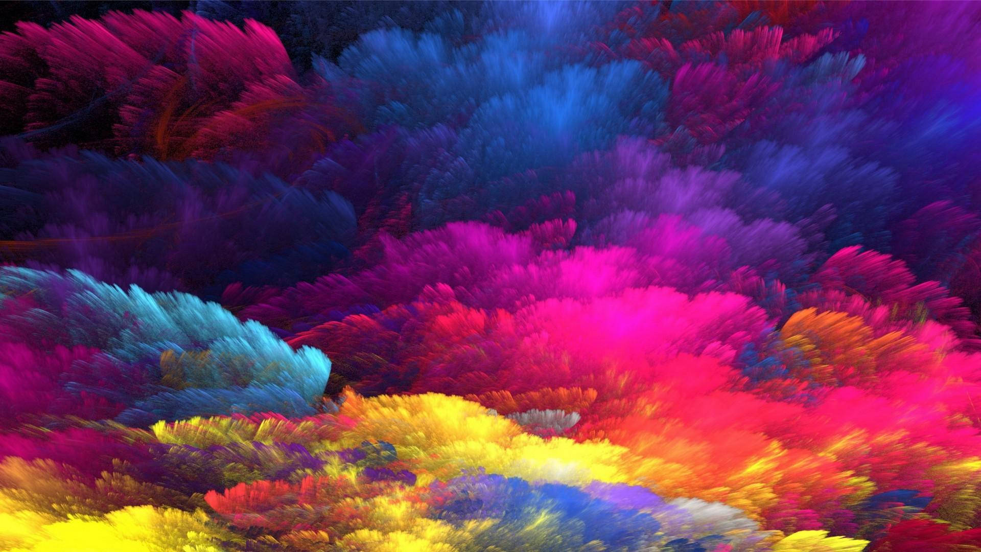 超現實的數位藝術作品，描繪宇宙爆炸中旋轉的多彩分形雲。 — 抽象藝術動圖 壁紙