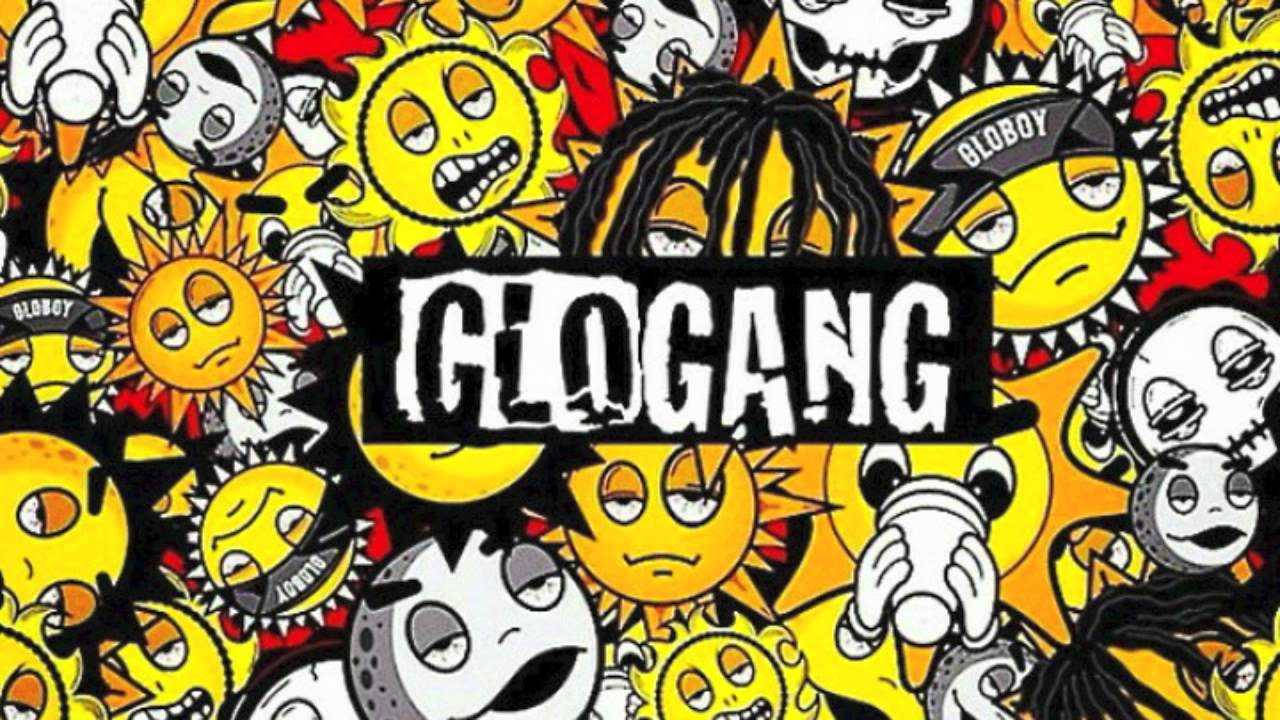 Chief Keef 桌布 壁紙 — 充滿活力的卡通骷髏頭和太陽，表情誇張，簇擁在粗體「CLOGANG」標誌周圍。