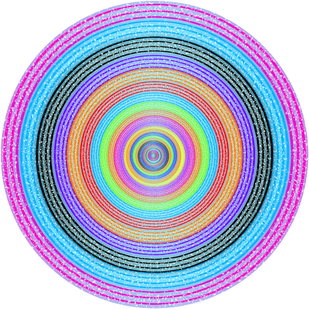 Background For Picsart 桌布 壁紙 — 充滿活力的同心圓在黑色背景上以催眠般的彩虹圖案向外輻射。