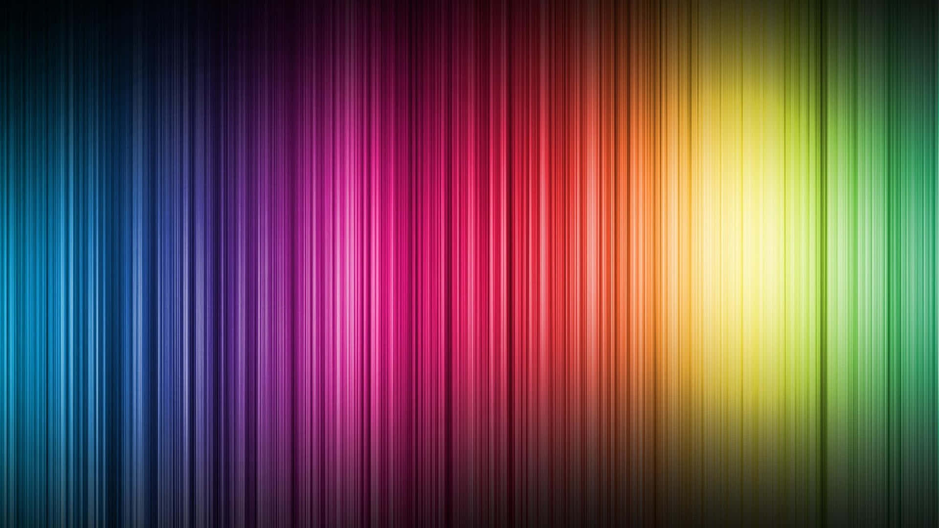 Spectrum 桌布 壁紙 — 充滿活力的垂直彩虹條紋從深藍色平滑過渡到亮綠色，中心發光。