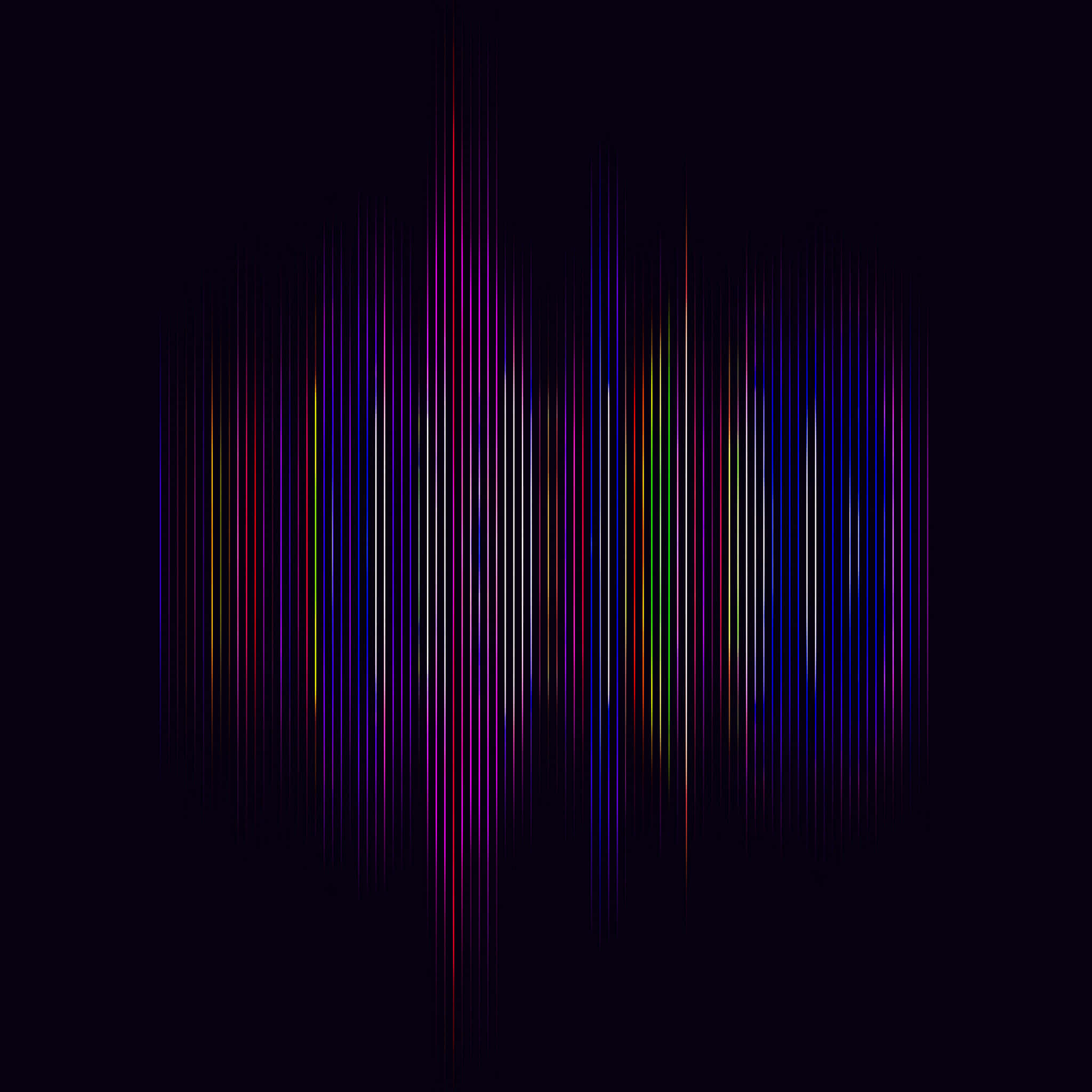Minimalist Colorful 桌布 壁紙 — 充滿活力的垂直線條以彩虹色調形成一個發光的心形，背景為深黑色。