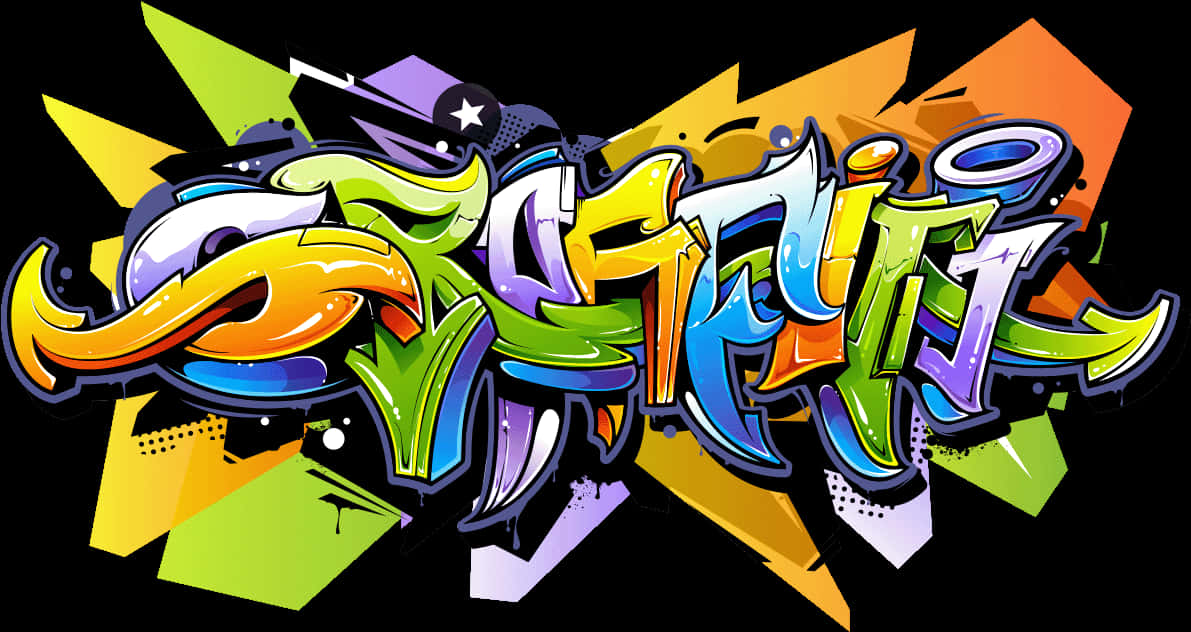 Graffiti Desktop 桌布 壁紙 — 充滿活力的塗鴉風格字母在純黑色背景上綻放出彩虹色彩。