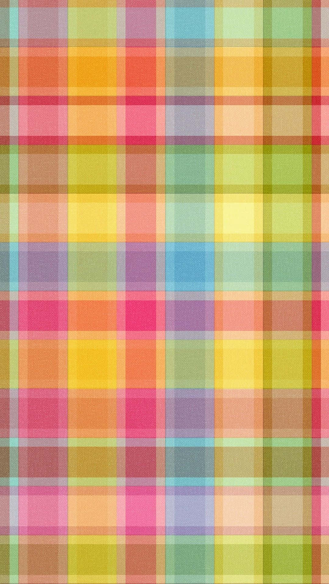Cute Colorful 桌布 壁紙 — 充滿活力的多色格子圖案，柔和粉彩與大膽色調交織，形成重複網格設計。