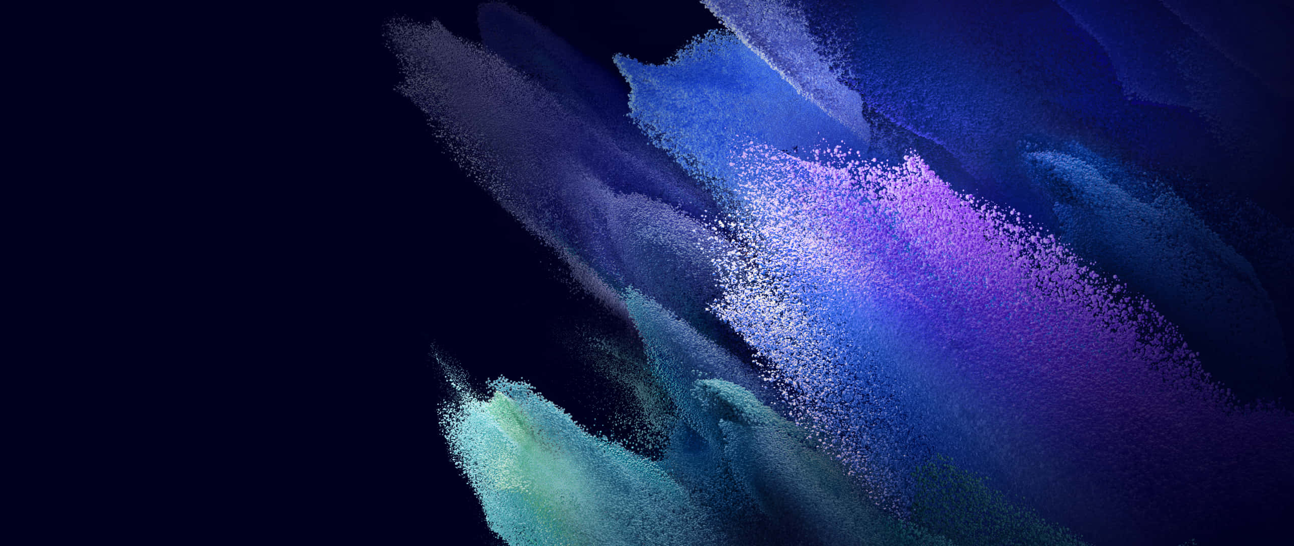 Blue And Purple 桌布 壁紙 — 充滿活力的宇宙塵埃在深黑色的虛空中以電光藍、紫色和藍綠色旋轉。