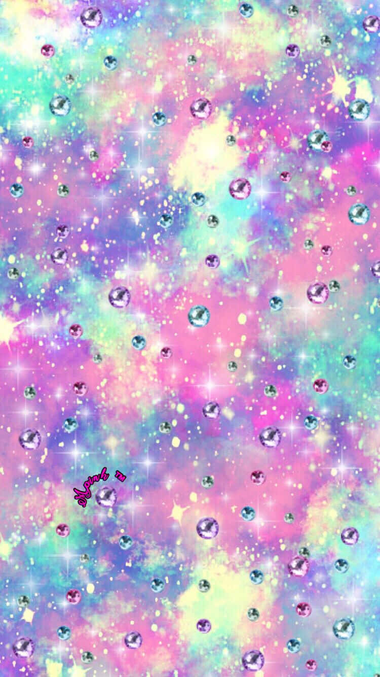 銀河 桌布 壁紙 — 充滿活力的宇宙壁紙，帶有粉彩星雲、閃爍的星星和粉紅色、藍色和紫色色調的漂浮寶石般球體。