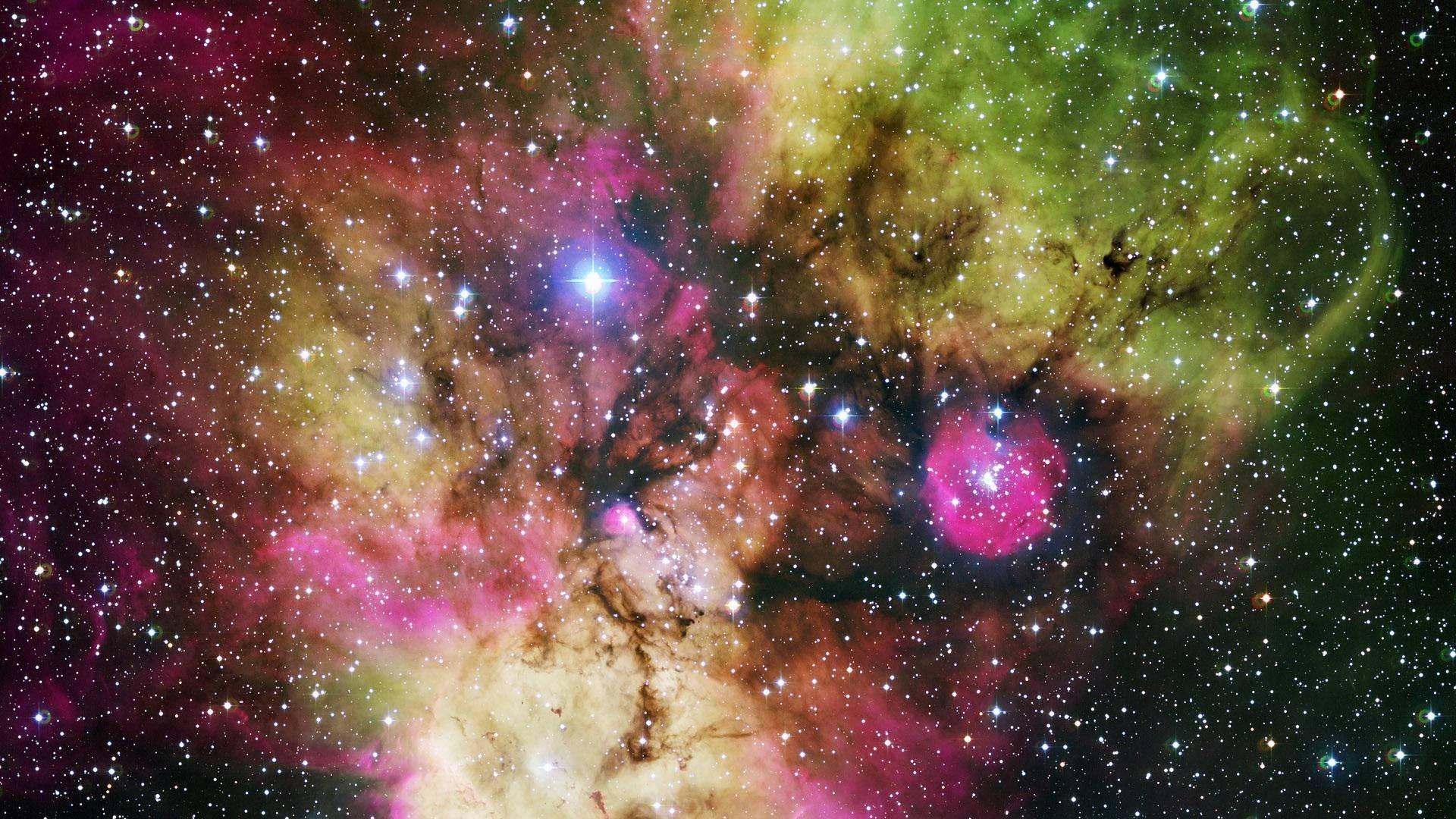 深空中帶有發光星星的彩色星雲 — 可愛的銀河動圖 壁紙