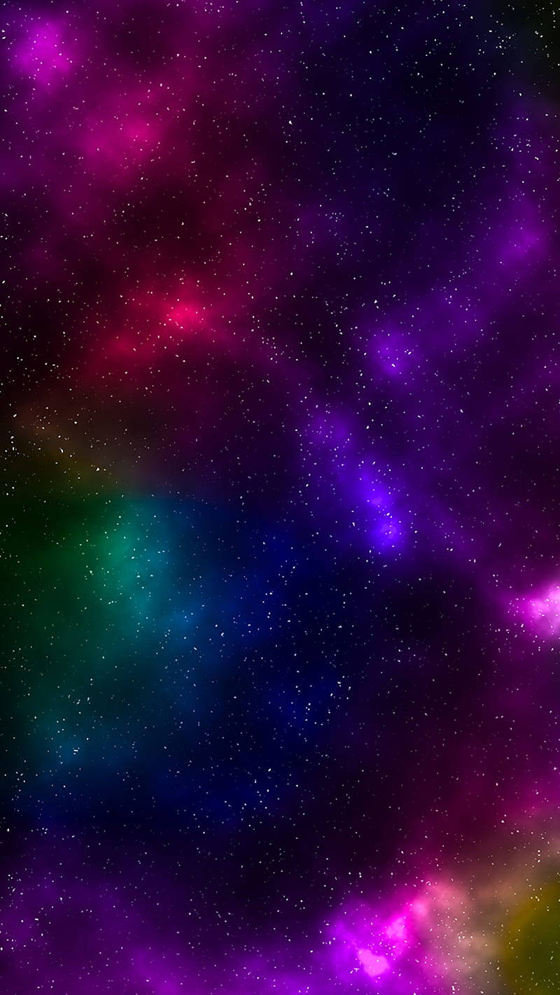 彩色動圖 桌布 壁紙 — 充滿活力的宇宙星雲在星空背景下以洋紅色、紫色、青色和藍色旋轉。