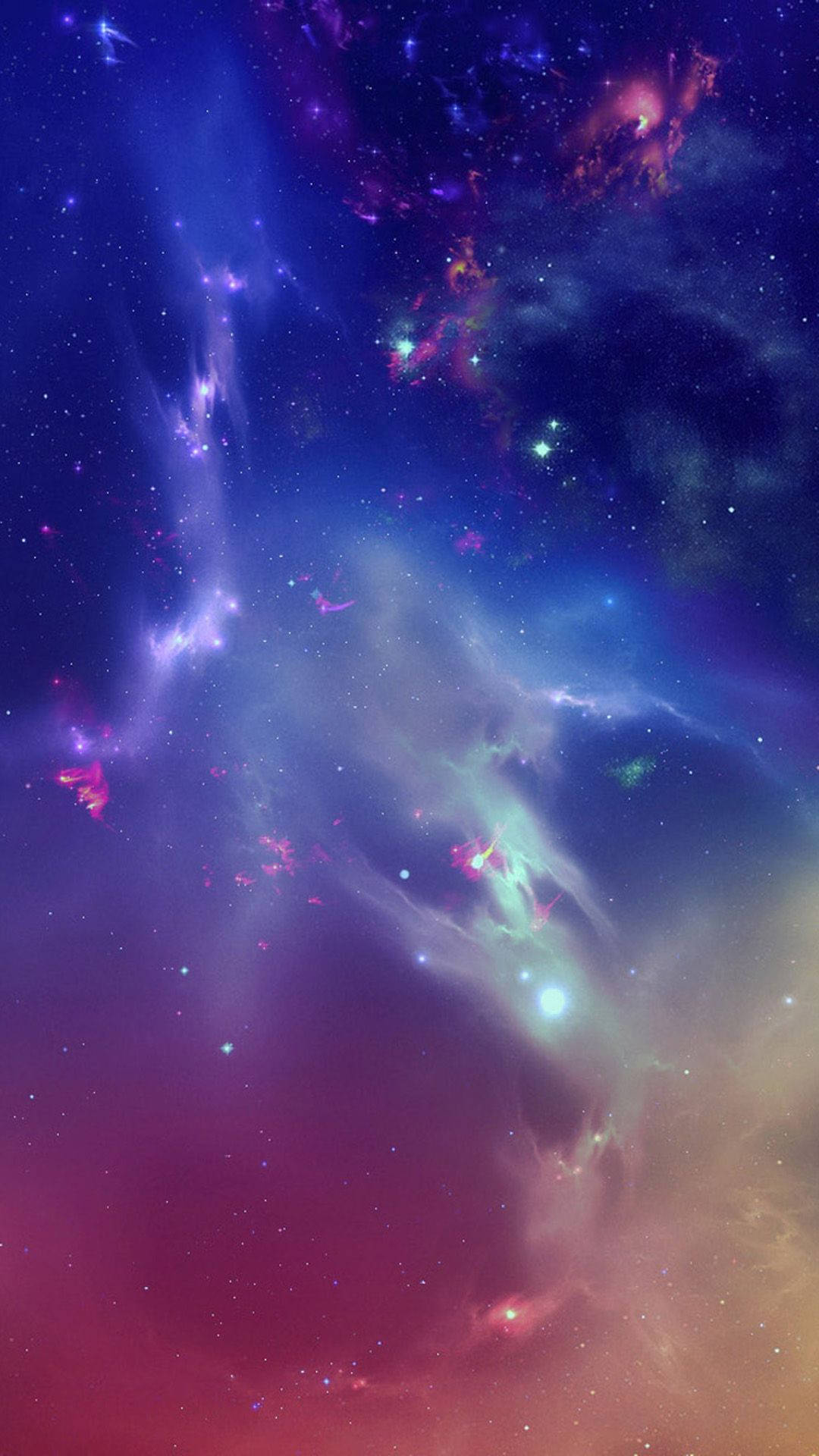 Samsung Mobile 桌布 壁紙 — 充滿活力的宇宙星雲在深藍、紫色和粉紅色中旋轉，映襯著星場。