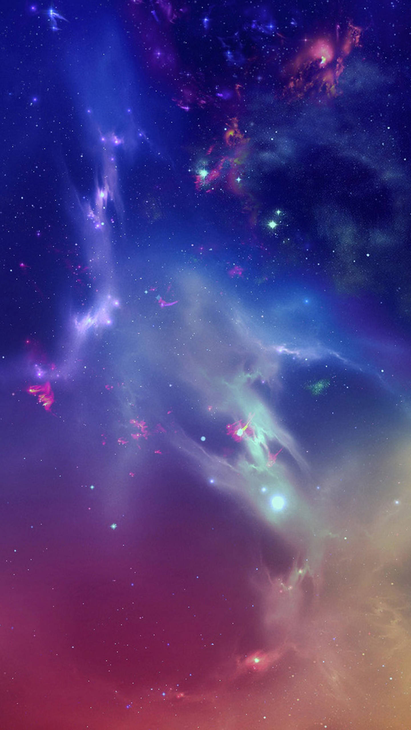 銀河 live 桌布 壁紙 — 充滿活力的宇宙星雲在深藍色、紫色和粉紅色的色調中旋轉，映襯著宇宙暮色下的星野。