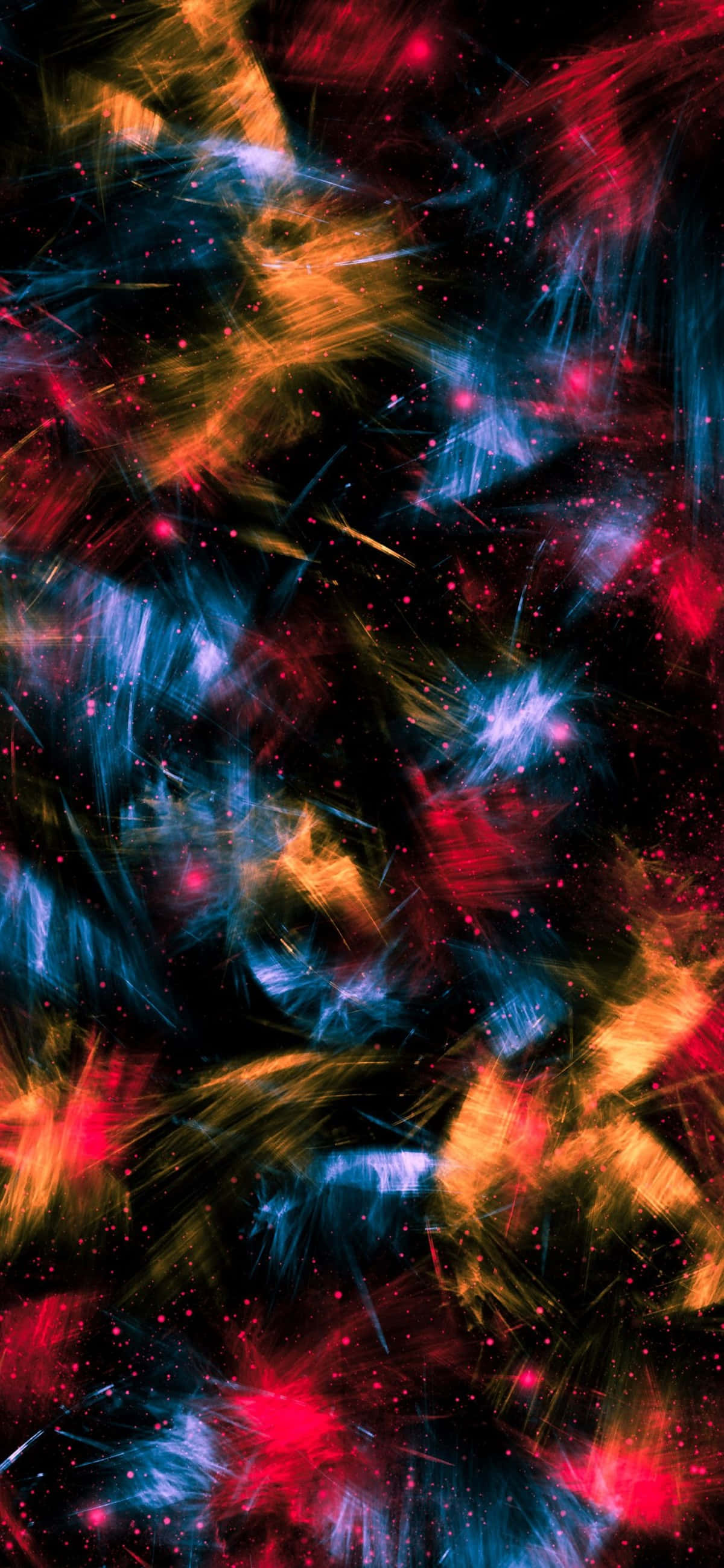 Light 桌布 壁紙 — 充滿活力的宇宙星雲在繁星點點的黑色虛空中以電光紅、藍和金色旋轉。