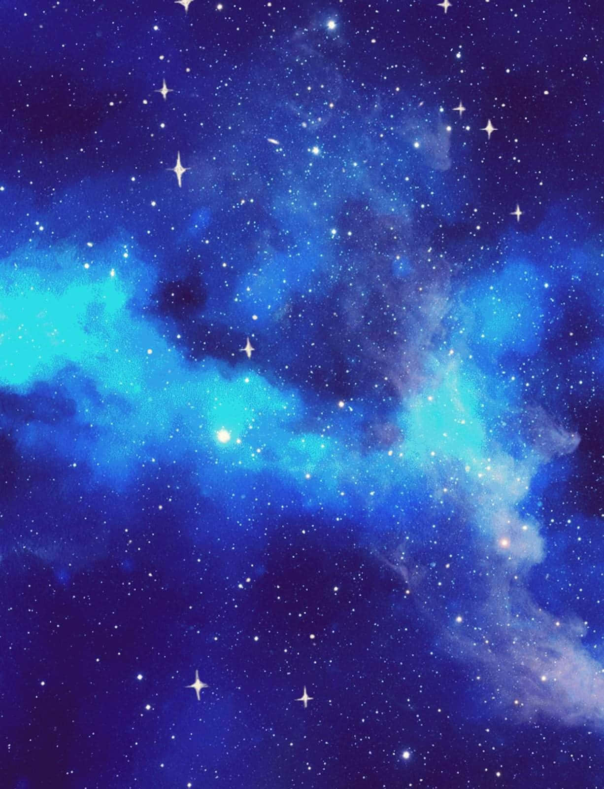 太空美學動圖 桌布 壁紙 — 充滿活力的宇宙星雲在電光藍和深靛藍中旋轉，點綴著閃爍的星星，背景是黑暗的天體。