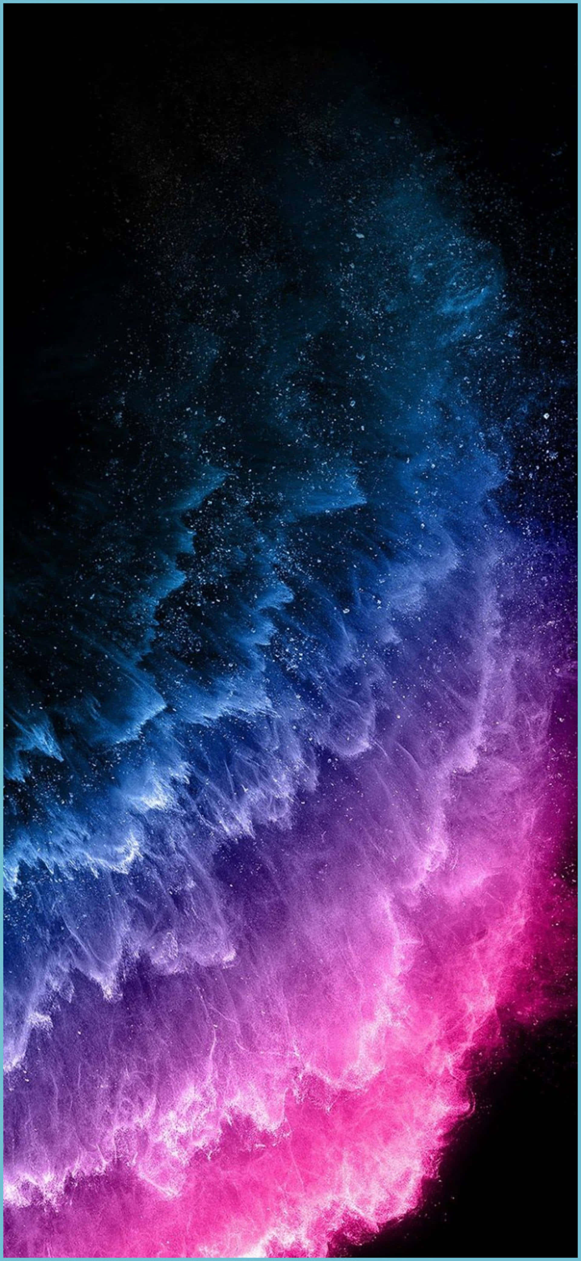 銀河 桌布 壁紙 — 充滿活力的宇宙星雲在電光藍和熱粉紅色中旋轉，背景是繁星點點的黑色虛空。