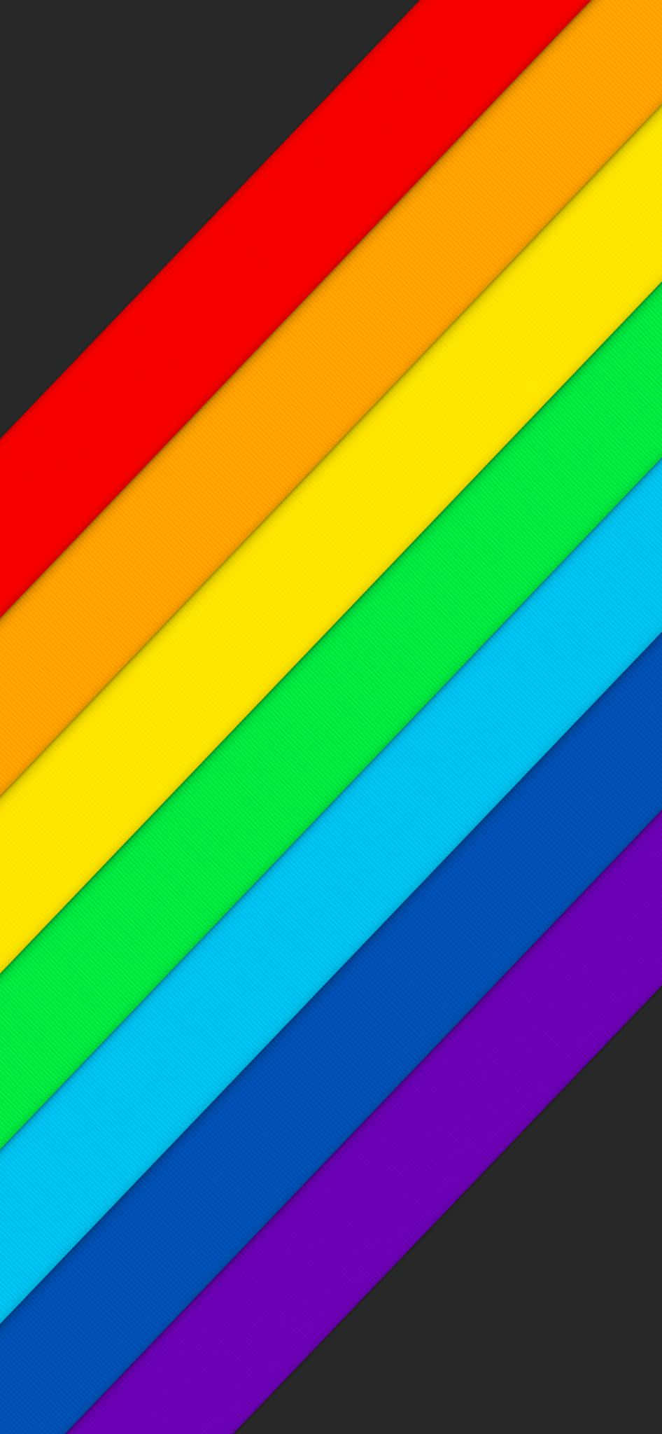 LGBT 桌布 壁紙 — 充滿活力的對角彩虹條紋在光滑的黑色背景上以大膽的幾何圖案輻射開來。
