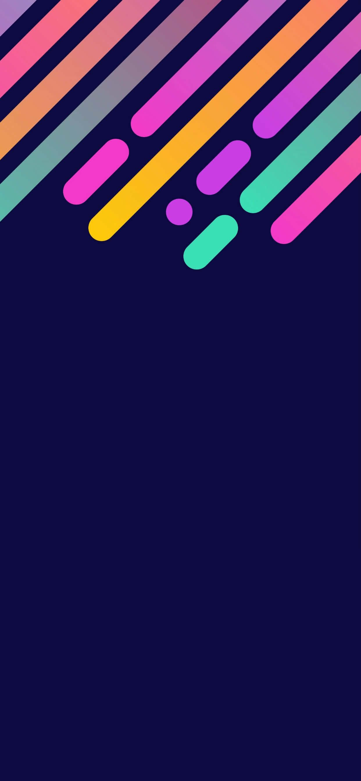 Minimalist Colorful 桌布 壁紙 — 充滿活力的對角線霓虹條紋在深海軍藍背景上以大膽的幾何圖案層疊。