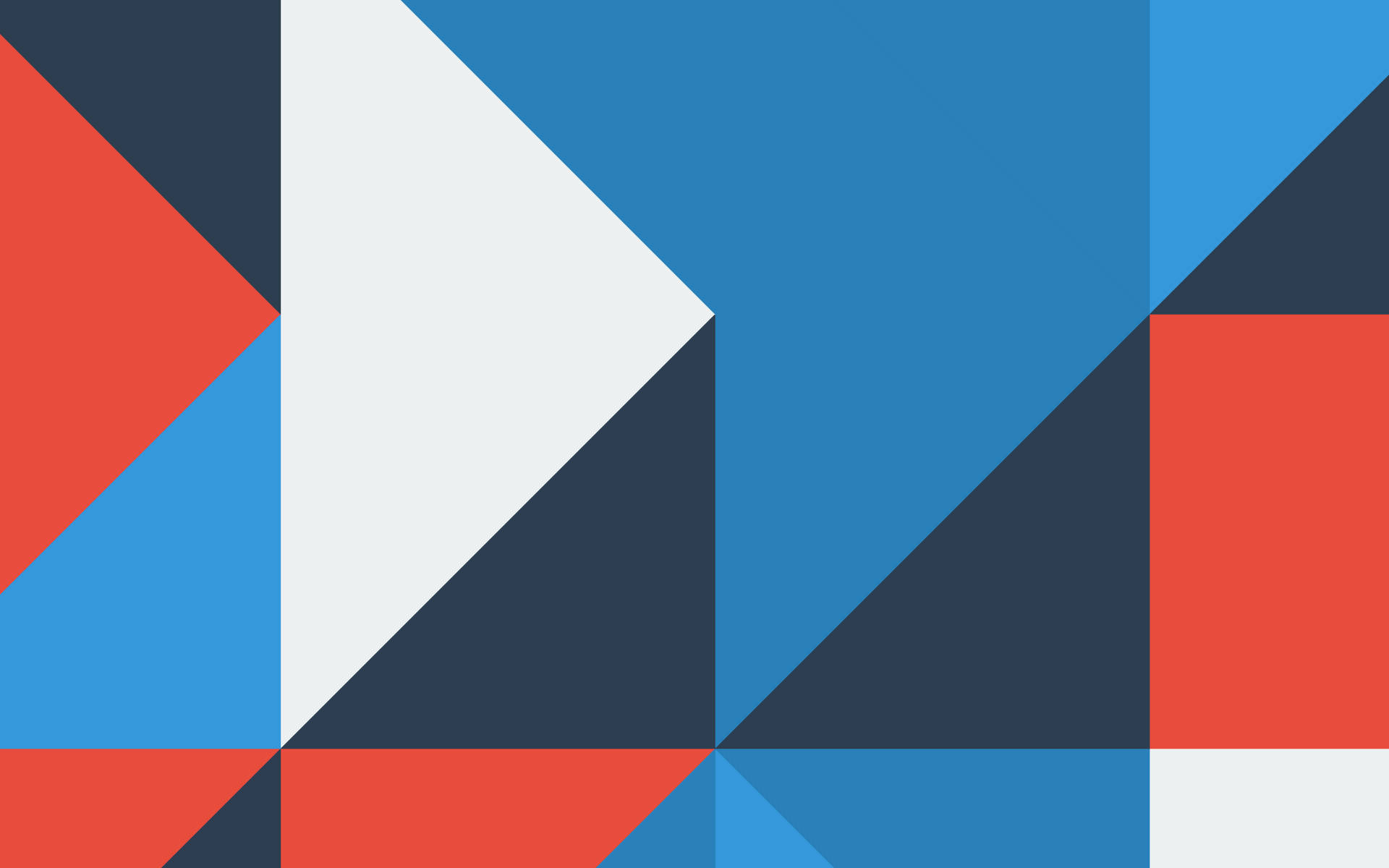 Android Material Design 桌布 壁紙 — 充滿活力的幾何圖案，由紅色、藍色和白色的三角形和正方形組成，採用大膽的現代設計。