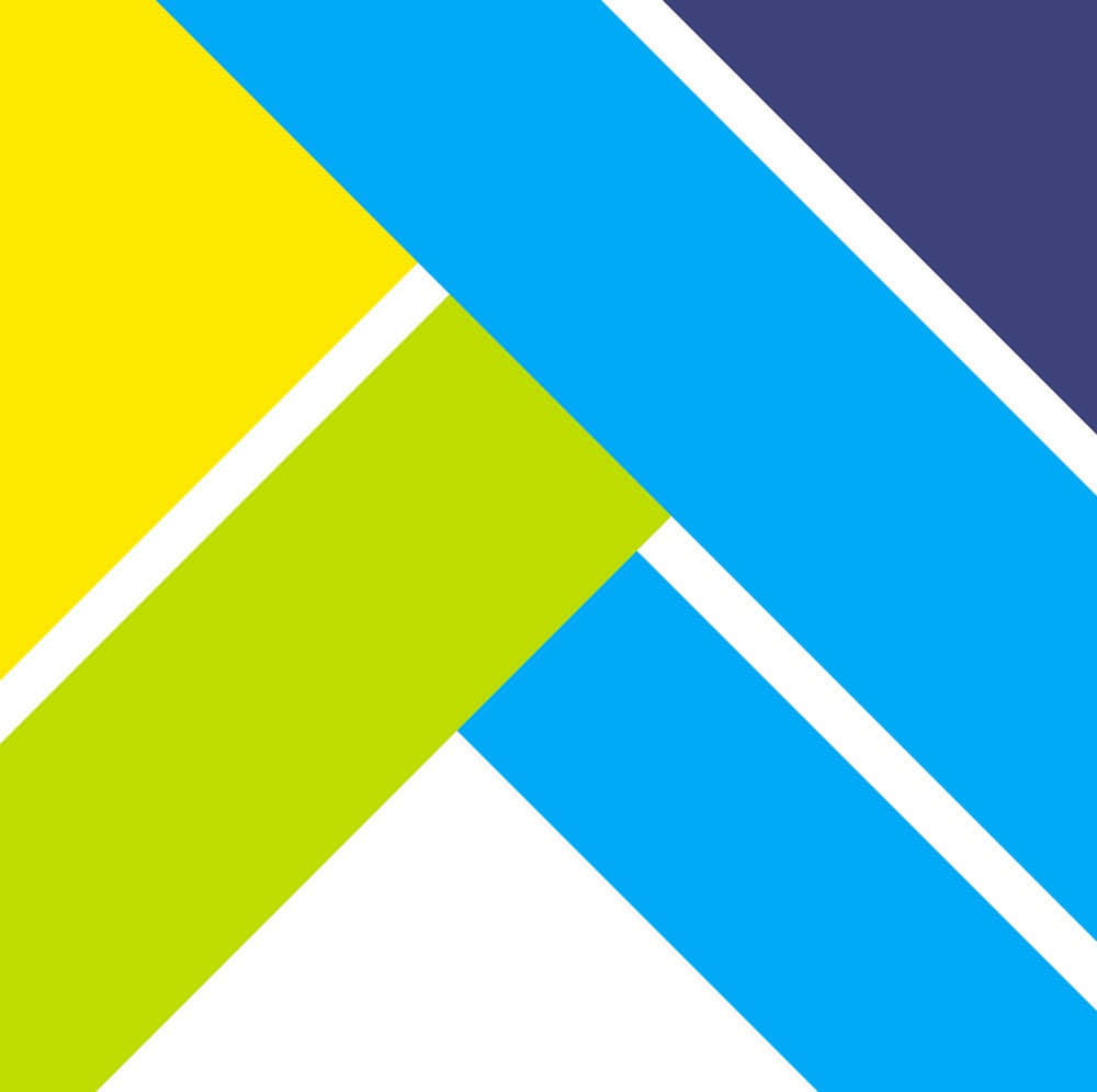 Material Design 桌布 壁紙 — 充滿活力的幾何圖案，由黃色、綠色、藍色和紫色的對角線條組成，並以白色線條分隔。