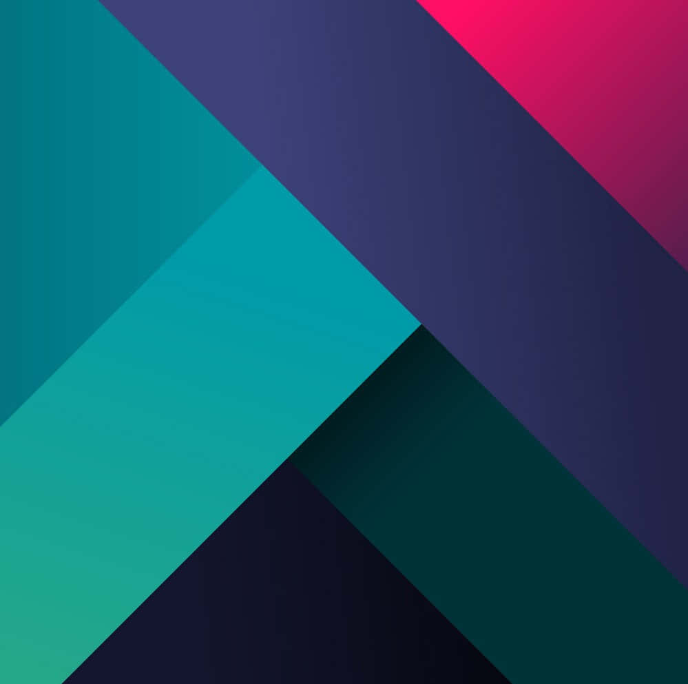 Material Design 桌布 壁紙 — 充滿活力的幾何圖案壁紙，採用青綠色、紫色和洋紅色的粗體對角線條，營造出現代抽象構圖。
