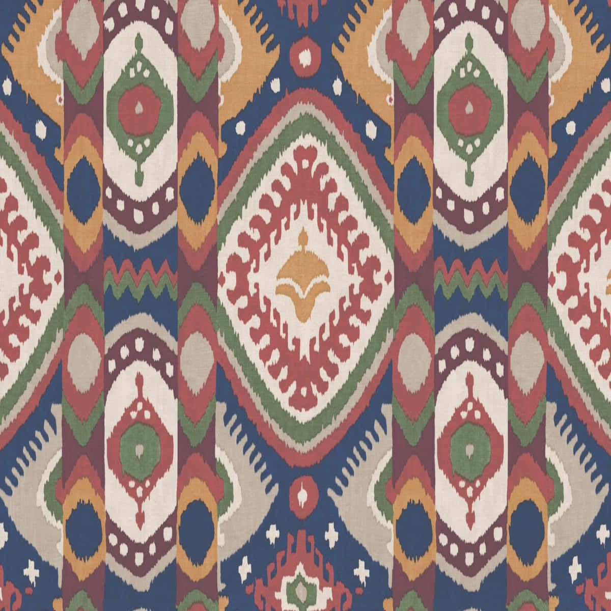 Colorful Abstract Art 桌布 壁紙 — 充滿活力的幾何圖案壁紙，重複的菱形圖案，顏色有紅色、綠色、藍色和米色。