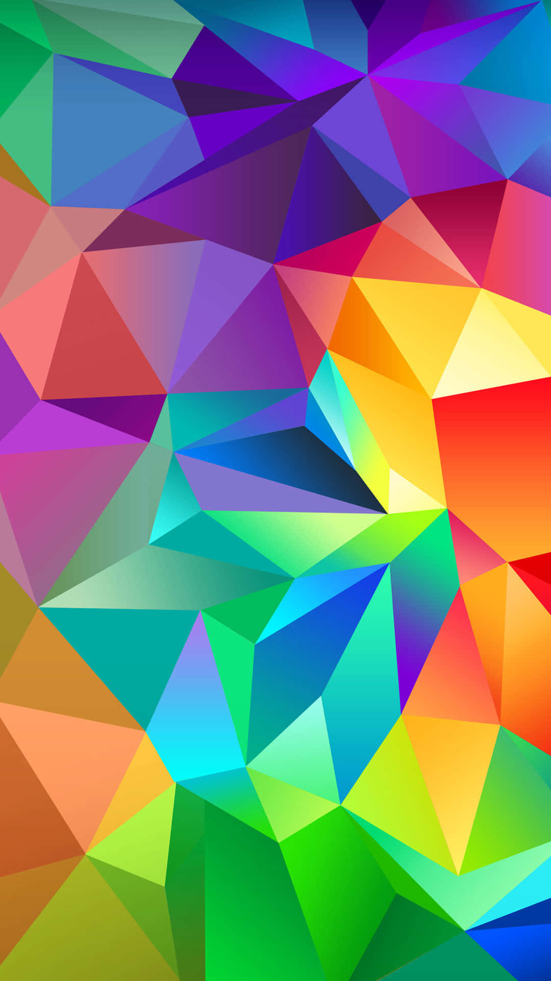 Color Phone 桌布 壁紙 — 充滿活力的幾何壁紙，多彩三角形切面營造出動態抽象圖案。