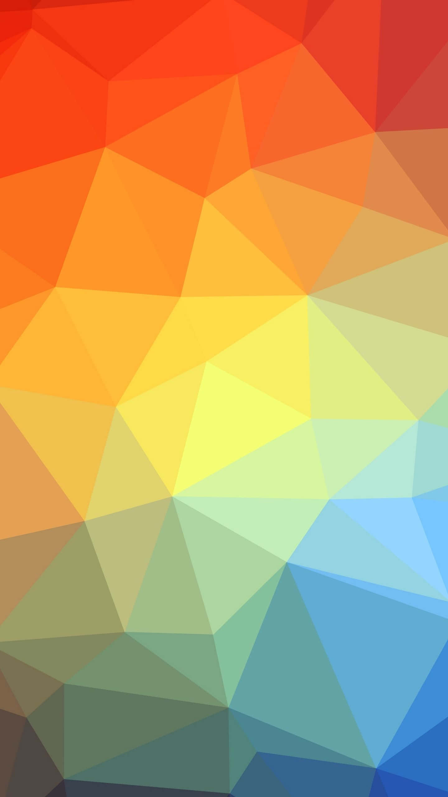 Yellow Geometric 桌布 壁紙 — 充滿活力的幾何多邊形圖案從溫暖的橙色到冷藍色平滑漸變。