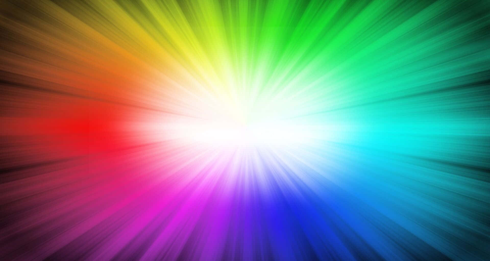 Rays 桌布 壁紙 — 充滿活力的彩虹光線從明亮的白色中心迸發，形成動態的徑向色彩爆炸。