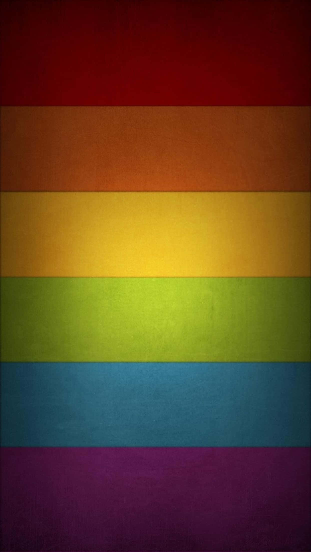 Lgbt iPhone 桌布 壁紙 — 充滿活力的彩虹旗，帶有紅色、橙色、黃色、綠色、藍色和紫色的紋理條紋。