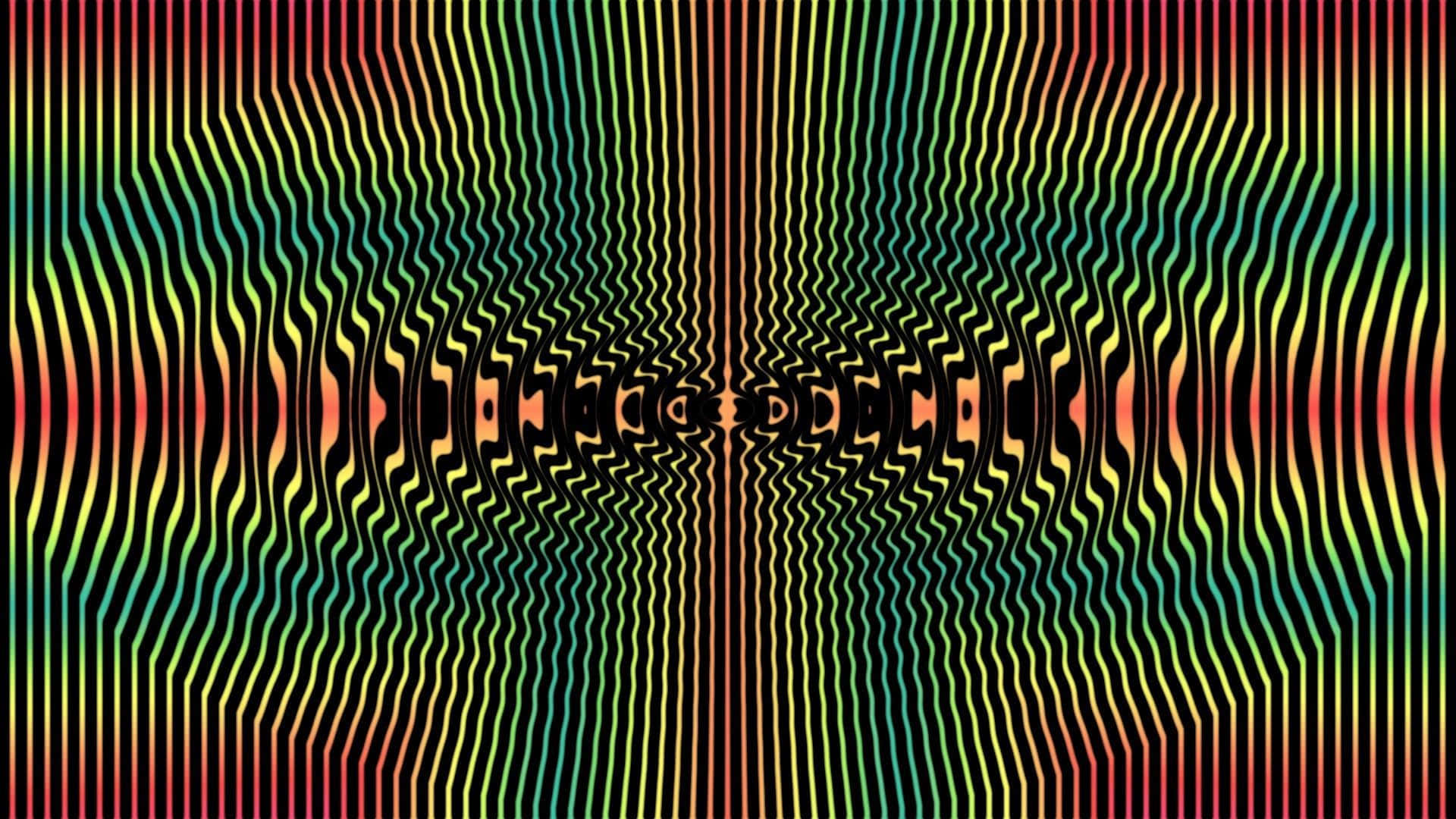 Illusion 桌布 壁紙 — 充滿活力的彩虹波浪線條，以大膽的色彩漸變和節奏感運動，創造出催眠般的隧道錯覺。