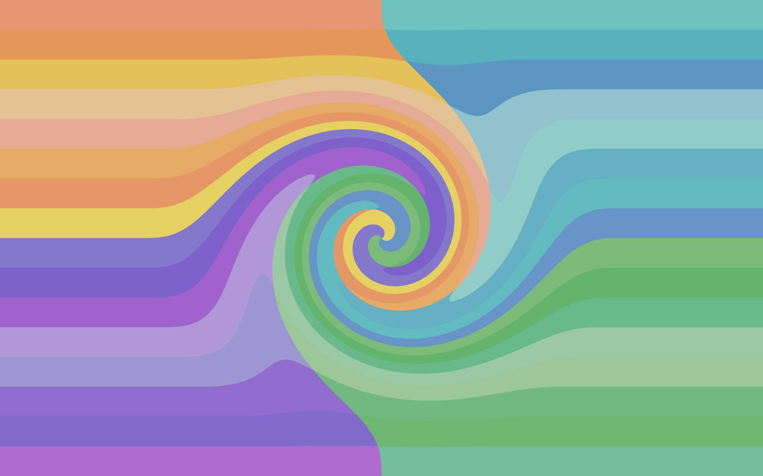 Light Color 桌布 壁紙 — 充滿活力的彩虹漩渦在柔和粉彩色的漸變背景上以催眠般的螺旋流動。