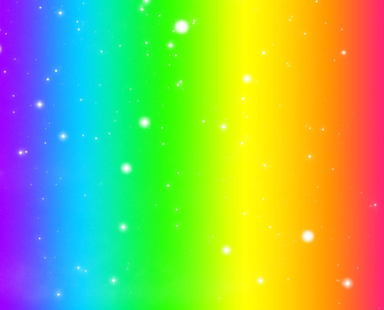 Kidcore 桌布 壁紙 — 充滿活力的彩虹漸層天空，佈滿閃爍的白色星星，營造出神奇的宇宙場景。