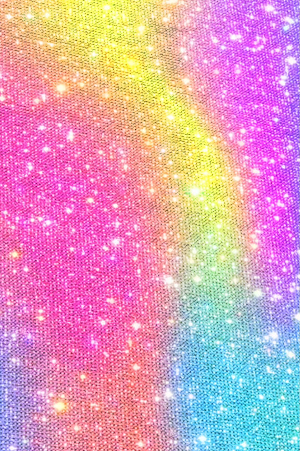 Galaxy Rainbow 桌布 壁紙 — 充滿活力的彩虹漸層布料，在紋理表面上閃爍著閃閃發光的亮片。