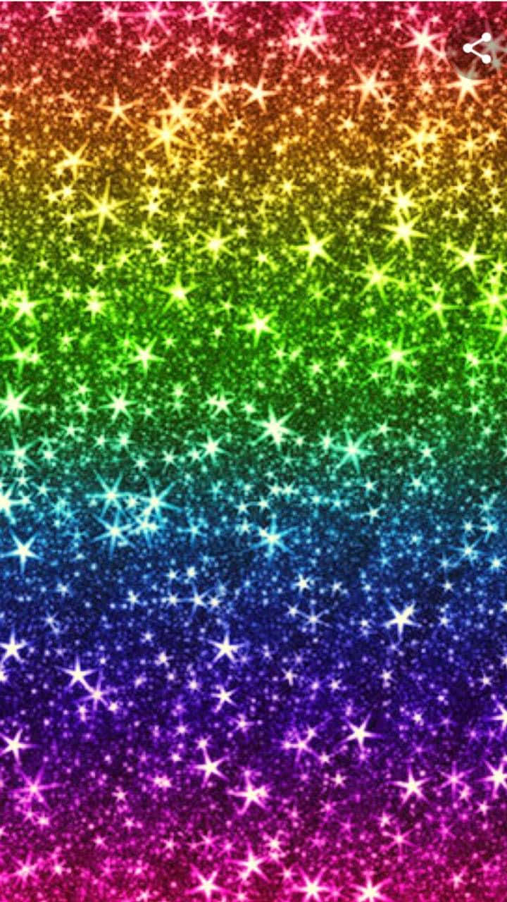 Rainbow Glitter 桌布 壁紙 — 充滿活力的彩虹漸變桌布，閃爍著各種色調的閃亮星星。