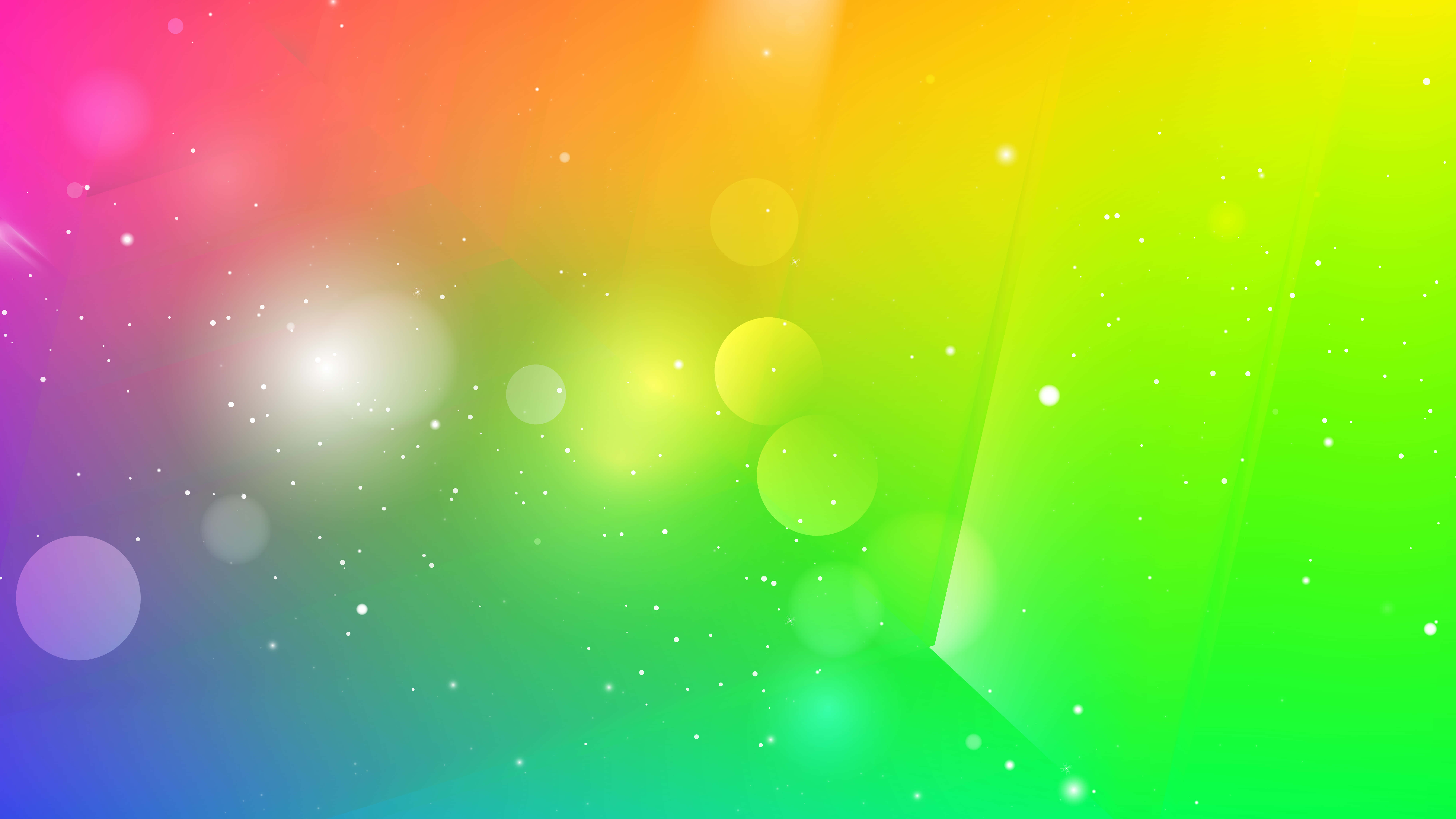 Abstract Colorful 桌布 壁紙 — 充滿活力的彩虹漸變背景，帶有發光的散景燈光和閃爍的粒子，營造出夢幻般的數位氛圍。