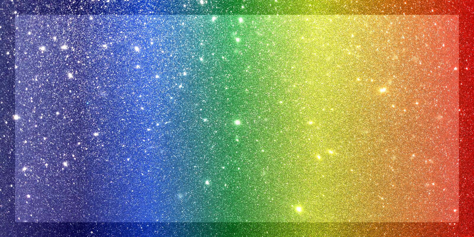 Rainbow Glitter 桌布 壁紙 — 充滿活力的彩虹漸變背景，閃爍著星星，橫跨宇宙的廣闊空間。