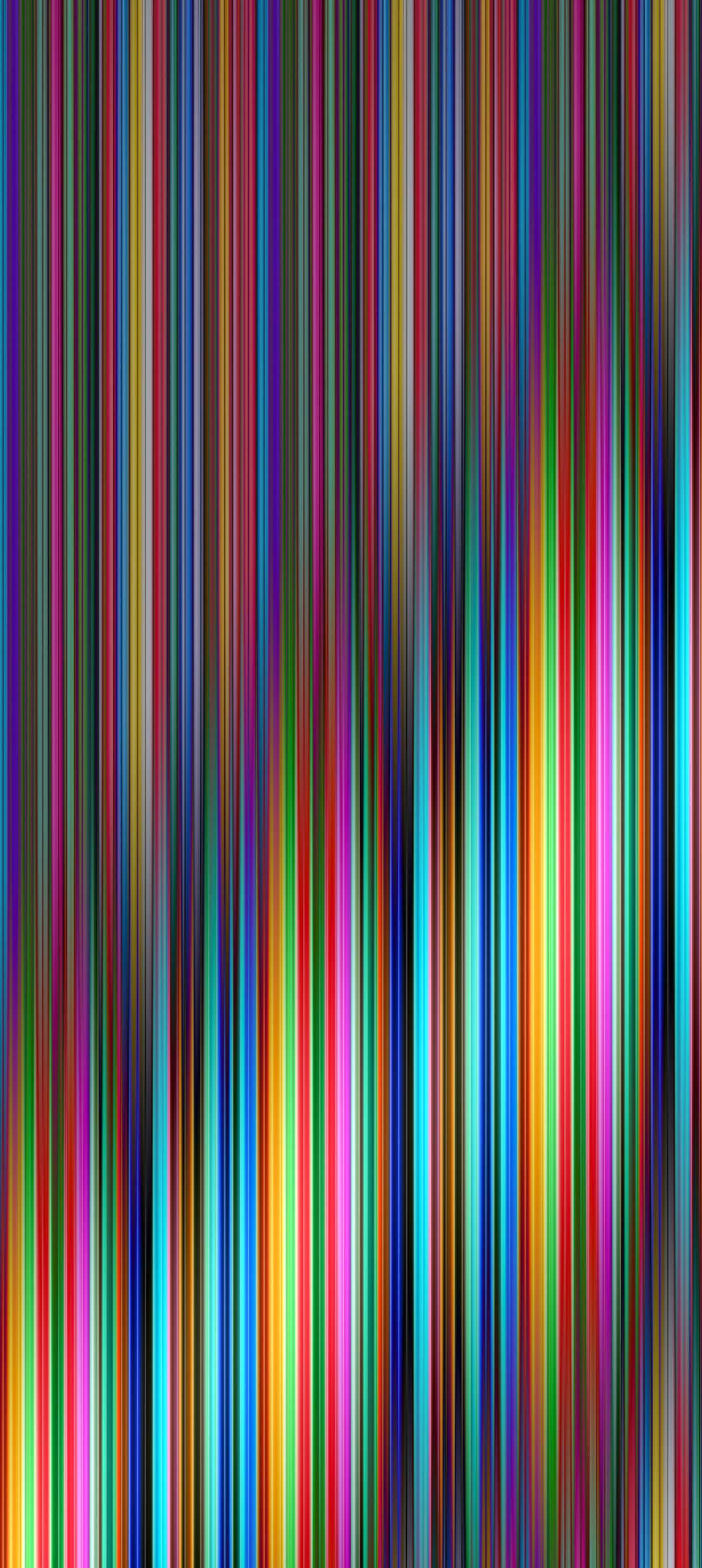 1080x2412 桌布 壁紙 — 充滿活力的彩虹色垂直條紋，以大膽的色彩對比營造出動態的抽象圖案。