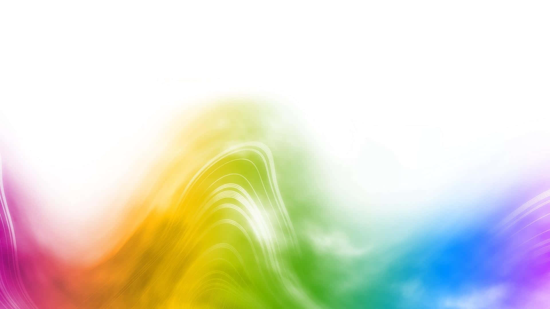 圖形 桌布 壁紙 — 充滿活力的彩虹色波浪在明亮的白色背景上以平滑的數位漸層優雅地流動。