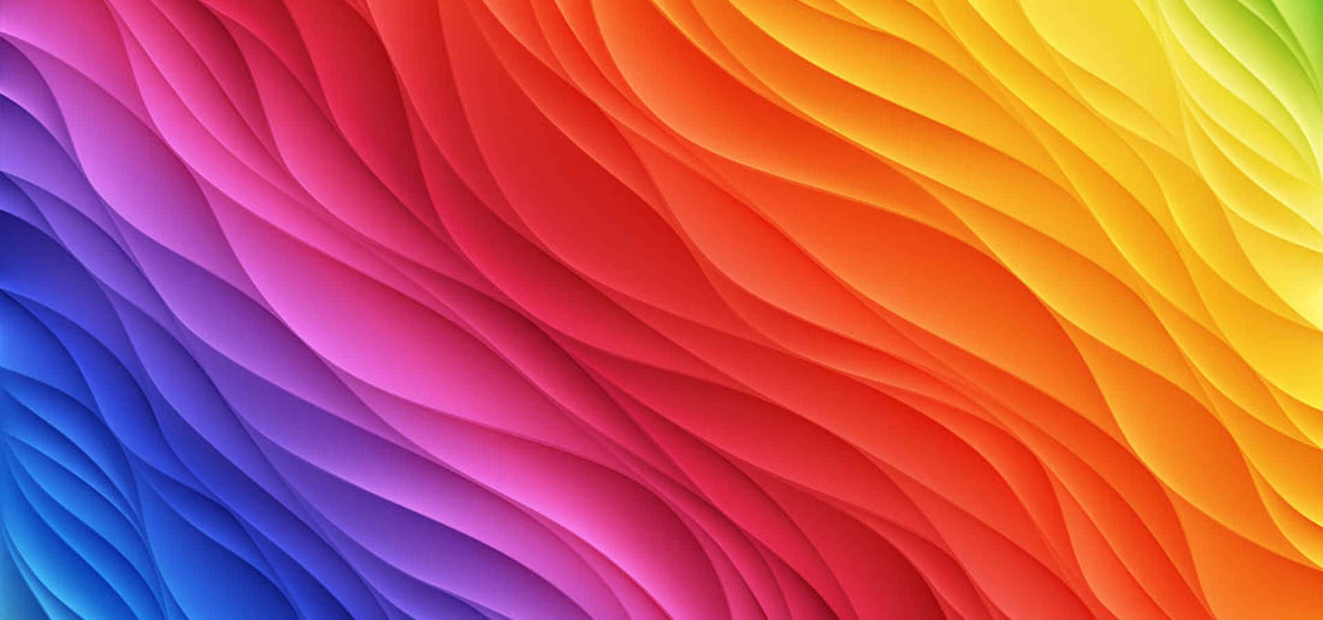 Bright 桌布 壁紙 — 充滿活力的彩虹色波浪條紋以平滑漸變對角線流過畫面。
